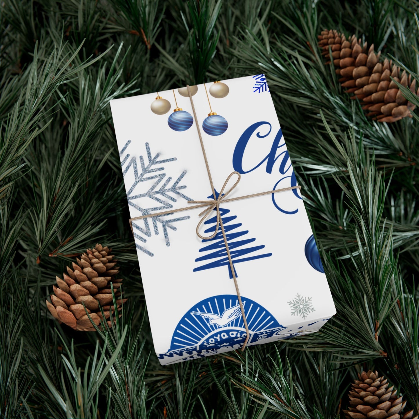 Zeta Phi Beta Christmas Ornament Gift Wrap Paper — Winter Snowflake & Tree Holiday Wrapping