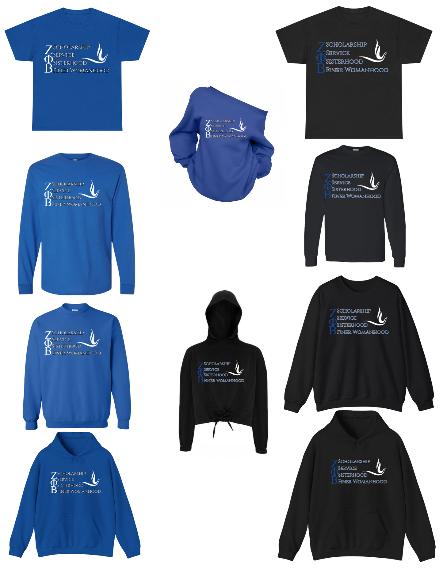 ZPB Principles T-Shirt/Sweatshirt: Scholarship, Service, Sisterhood and Finer Womanhood
