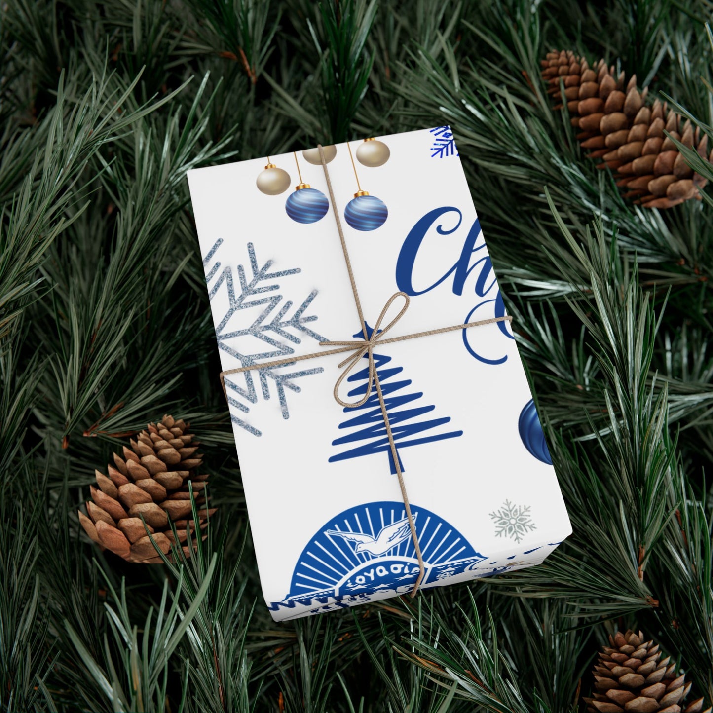 Zeta Phi Beta Christmas Ornament Gift Wrap Paper — Winter Snowflake & Tree Holiday Wrapping