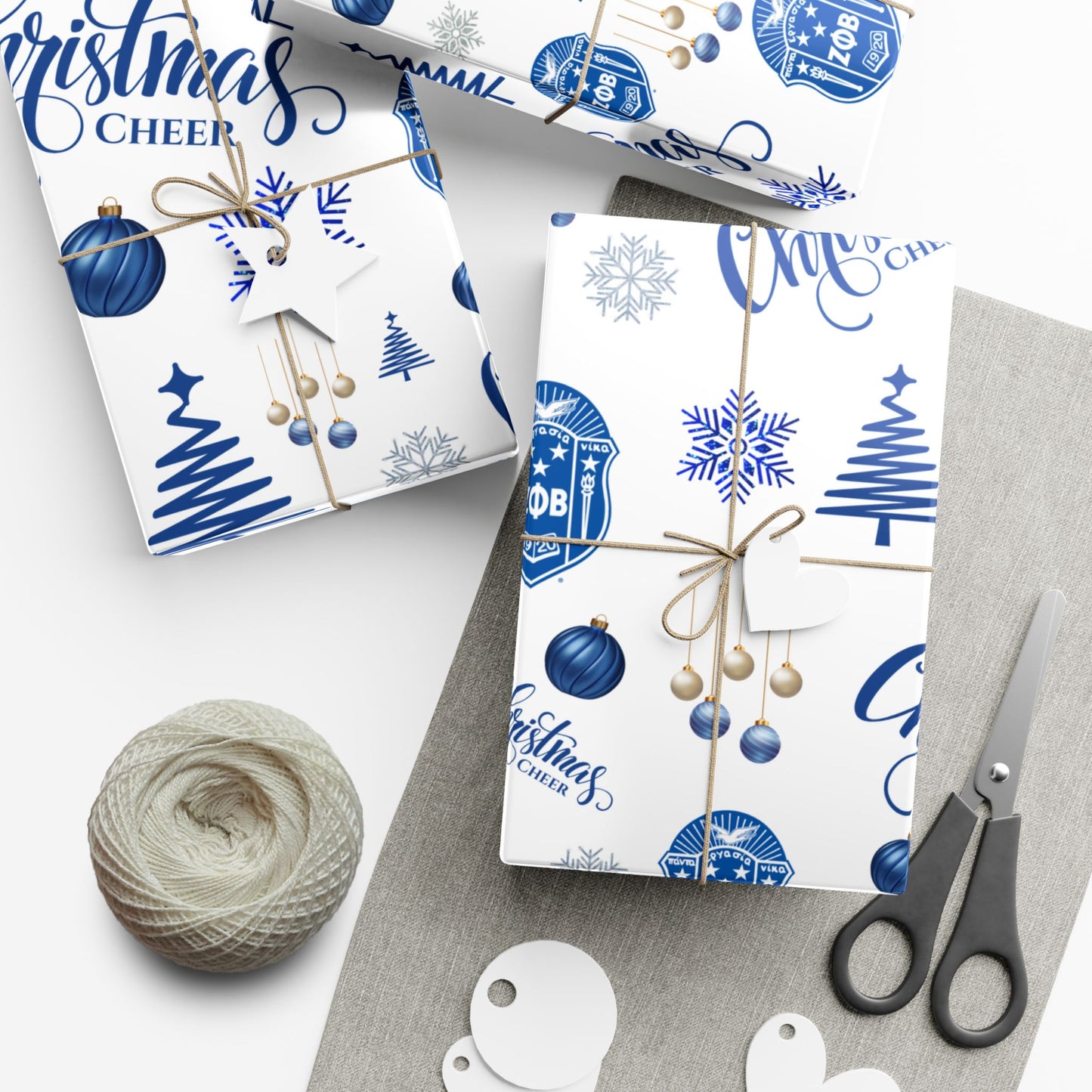 Zeta Phi Beta Christmas Ornament Gift Wrap Paper — Winter Snowflake & Tree Holiday Wrapping
