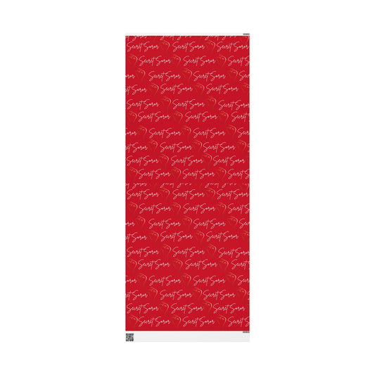 Wrapping Paper - Secret Soror Red and White Writing Design