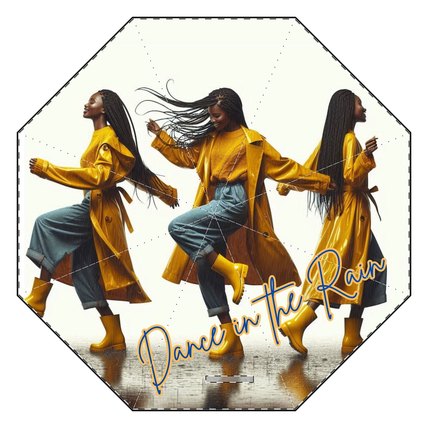 Yellow Dance in the Rain Semi-Automatic Foldable Umbrella for Gift for African American Woman