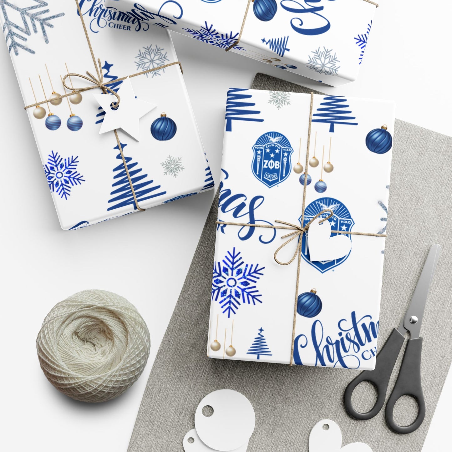 Zeta Phi Beta Christmas Ornament Gift Wrap Paper — Winter Snowflake & Tree Holiday Wrapping