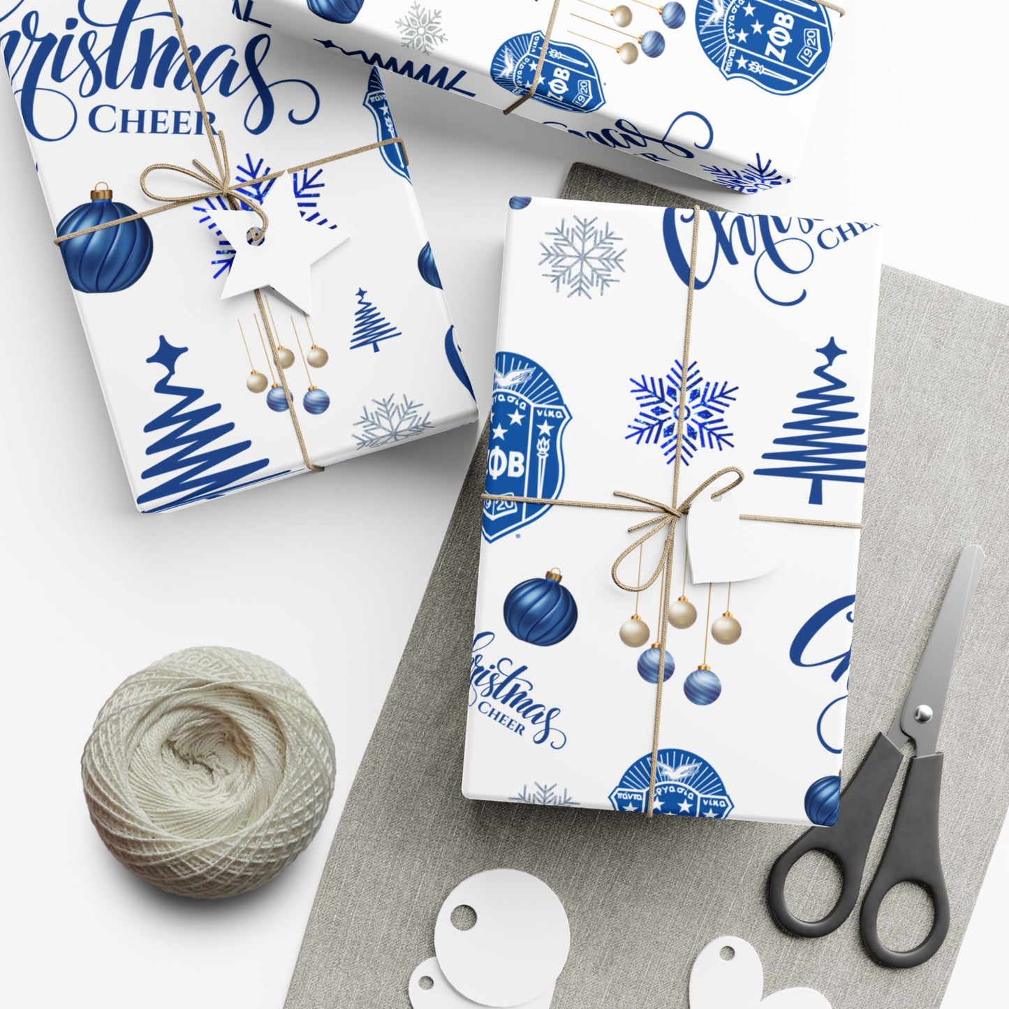 Zeta Phi Beta Christmas Ornament Gift Wrap Paper — Winter Snowflake & Tree Holiday Wrapping