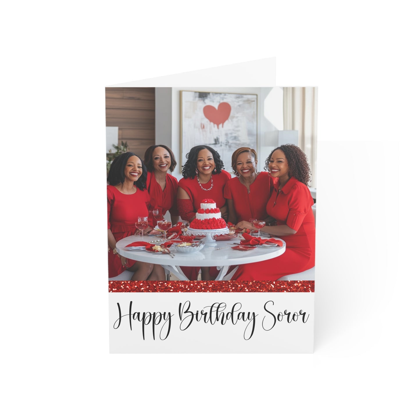Happy Birthday Soror - Red and White - Greeting Cards (1, 10, 30, and 50pcs)