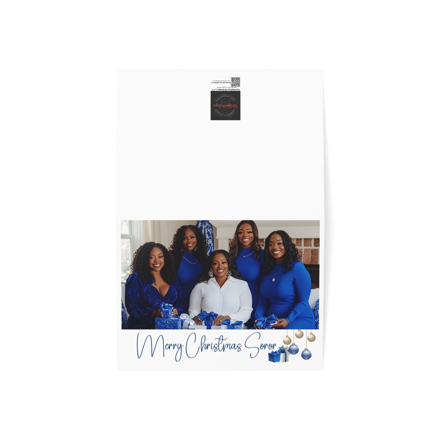 Merry Christmas Soror Greeting Card - Blue and White - (1/5/10/30/50 Pack)