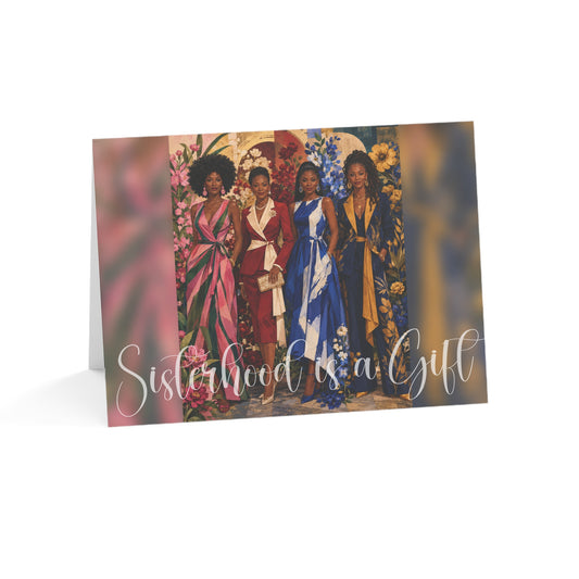 AKA, DST, ZPB and SGR Sisterhood is a Gift - 4 Sororities - Illustrated - Greeting Cards, Perfect for Crossings Celebrations, Friendship, Special Occasions, Artful Designs, Meaningful Gifts