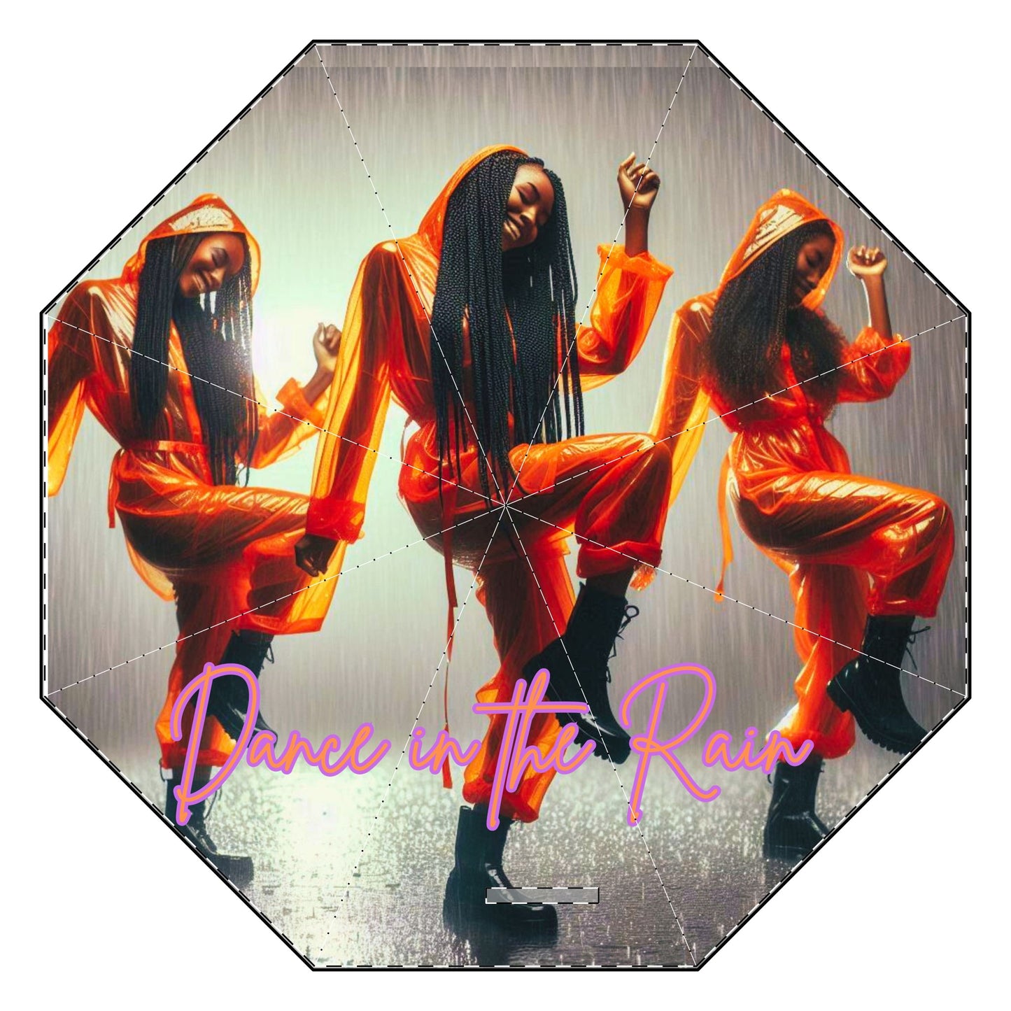 Orange Dance in the Rain Semi-Automatic Foldable Umbrella for Gift for African American Woman