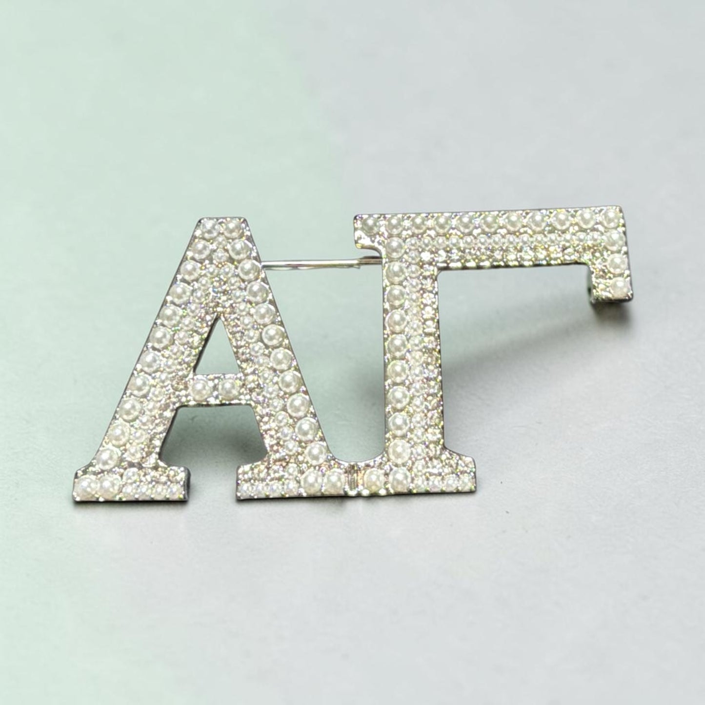 DST - AΓ Chapter Rhinestone and Pearl Lapel Pin