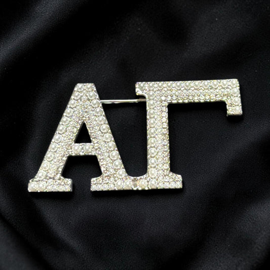 DST - AΓ Chapter Rhinestone and Pearl Lapel Pin