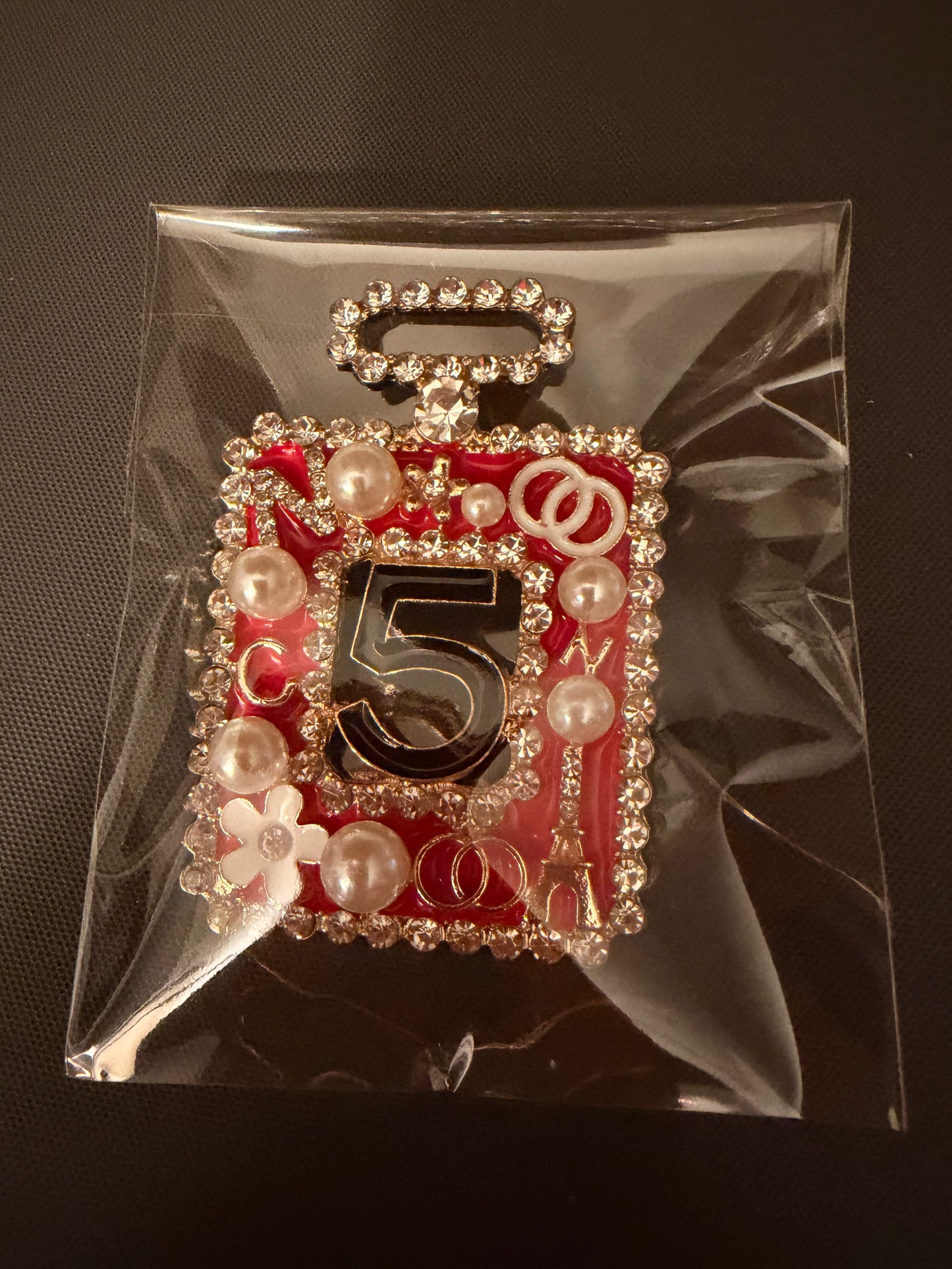 DST - 5 Red and White Perfume Bottle Brooch