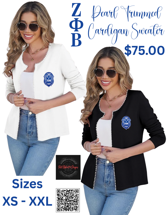 Zeta Phi Beta Pearl Trimmed Sweater