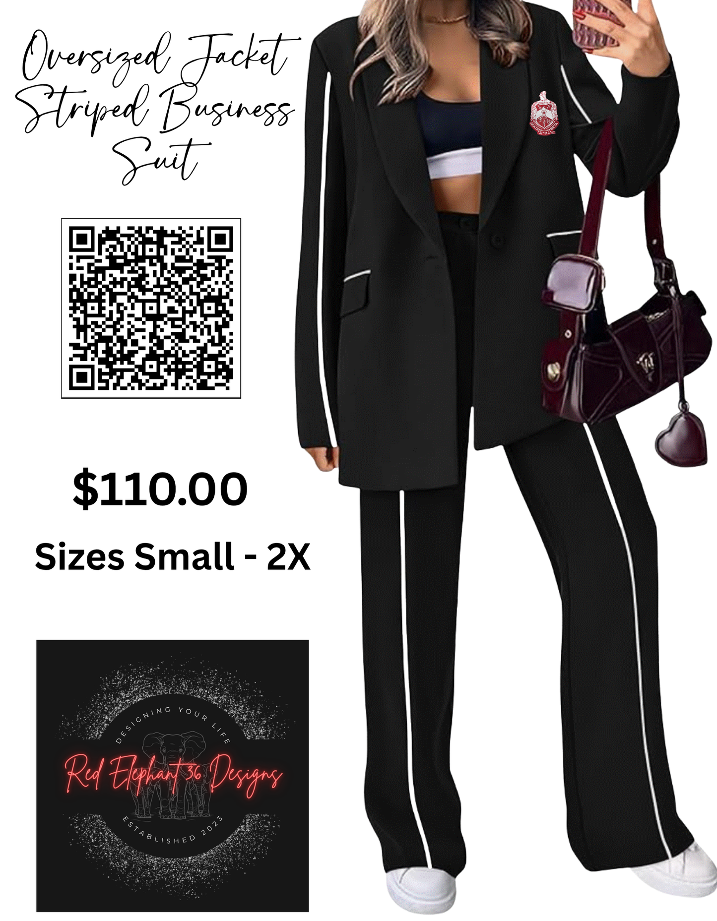Delta Sigma Theta Oversized Jacket Thin Striped Business Suit