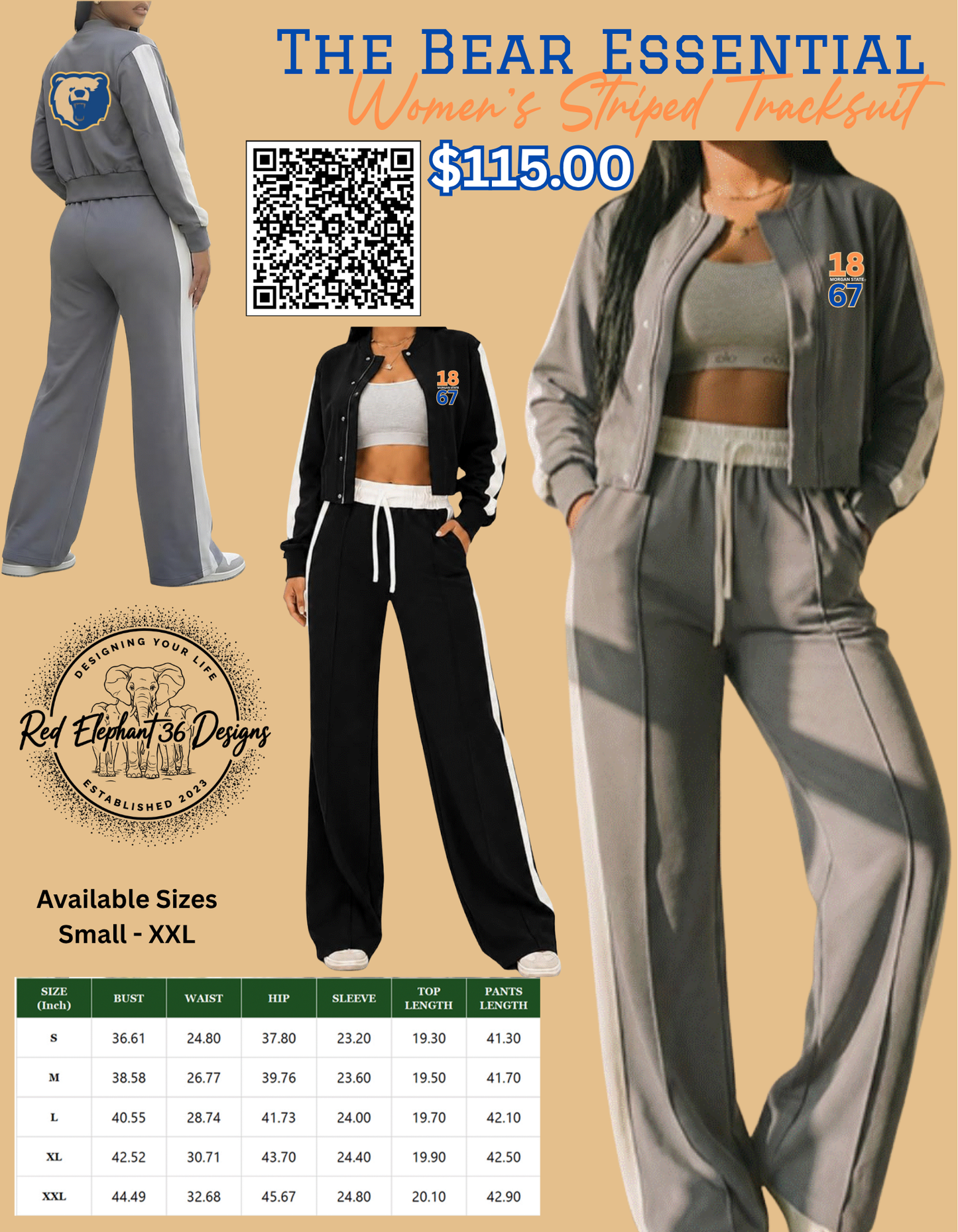 MSU - The Bear Essential Women's Striped Sweatsuit